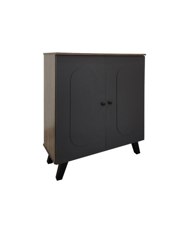 Παπουτσοθήκη-ντουλάπι Cathi σε oak - anthracite απόχρωση 80x34x95εκ