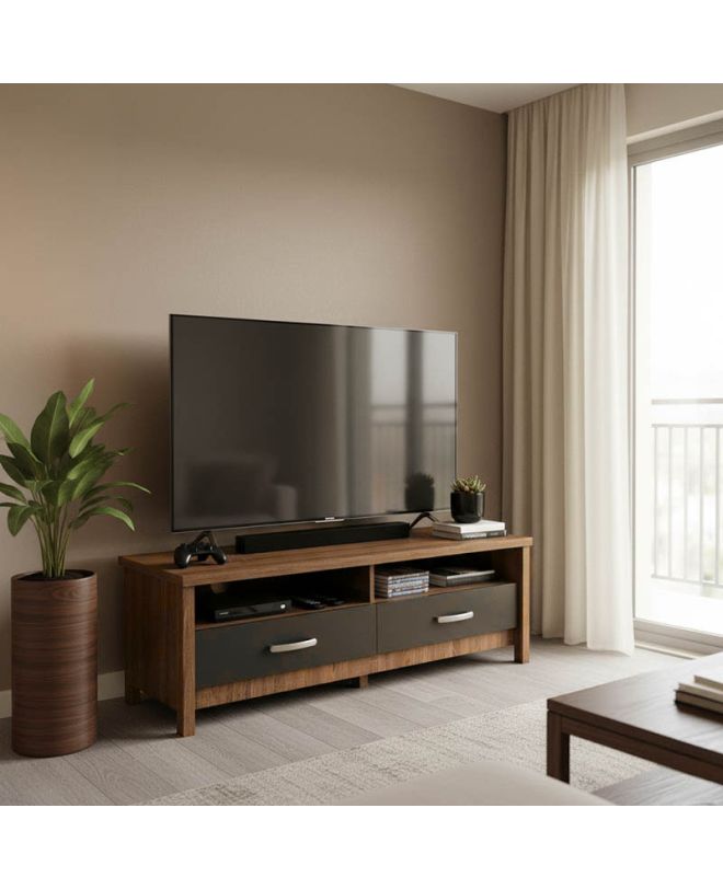 Έπιπλο τηλεόρασης Podizor σε oak-ανθρακί απόχρωση 120x45x42.5εκ