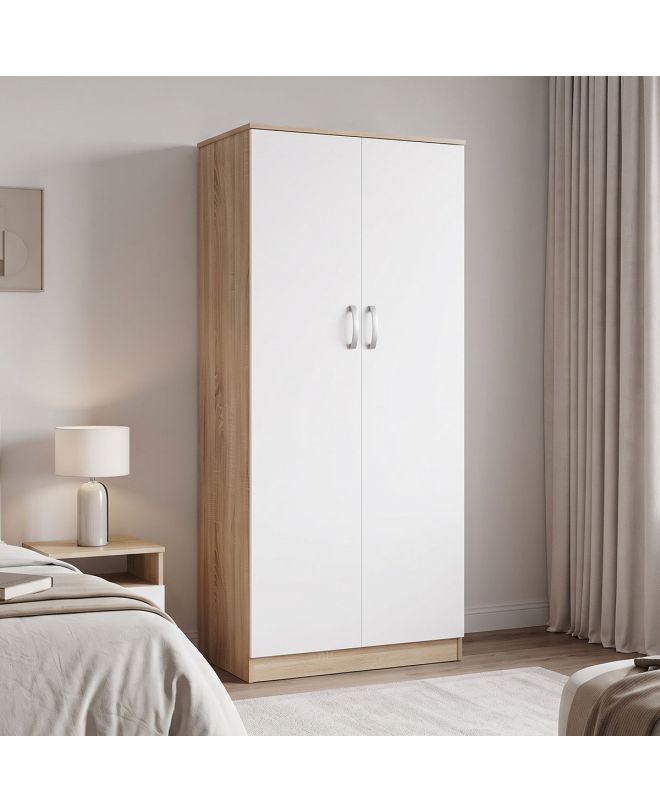 Ντουλάπα δίφυλλη Athos σε sonoma-λευκή απόχρωση 80x42x180εκ