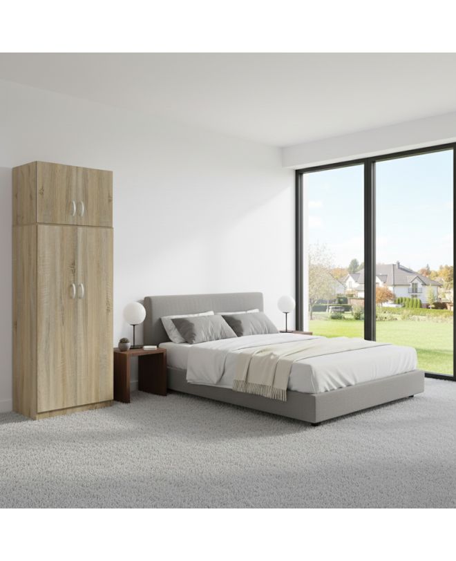 Ντουλάπα δίφυλλη και πατάρι Athos σε oak απόχρωση 80x42x240εκ