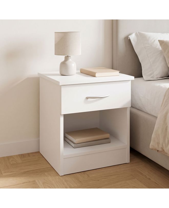 Κομοδίνο Bedy λευκό 40x34x42εκ