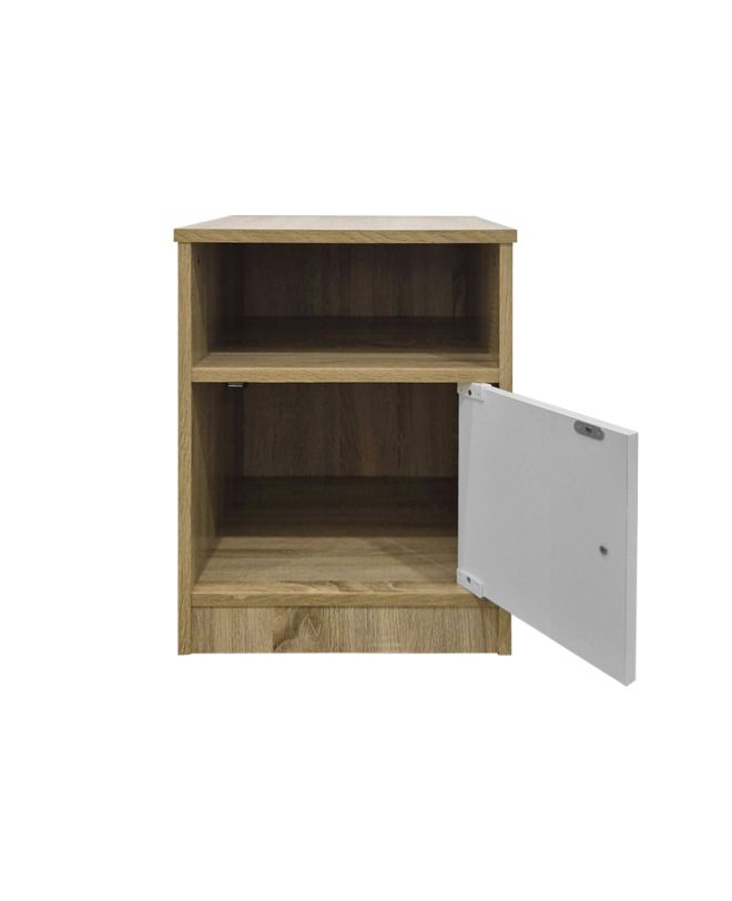 Κομοδίνο Lenea sonoma-λευκό 40x40x50εκ