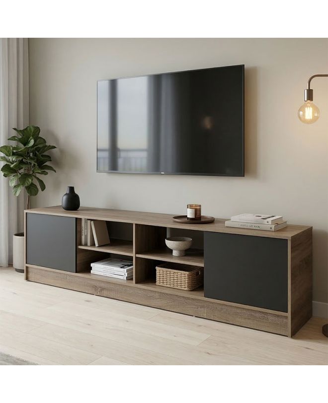 Έπιπλο τηλεόρασης Tivia sonoma-ανθρακί 180x35x41.5εκ