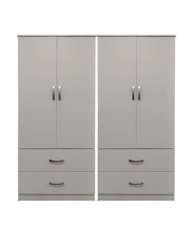 Ντουλάπα τετράφυλλη με συρτάρια Athos λευκή 160x42x180εκ