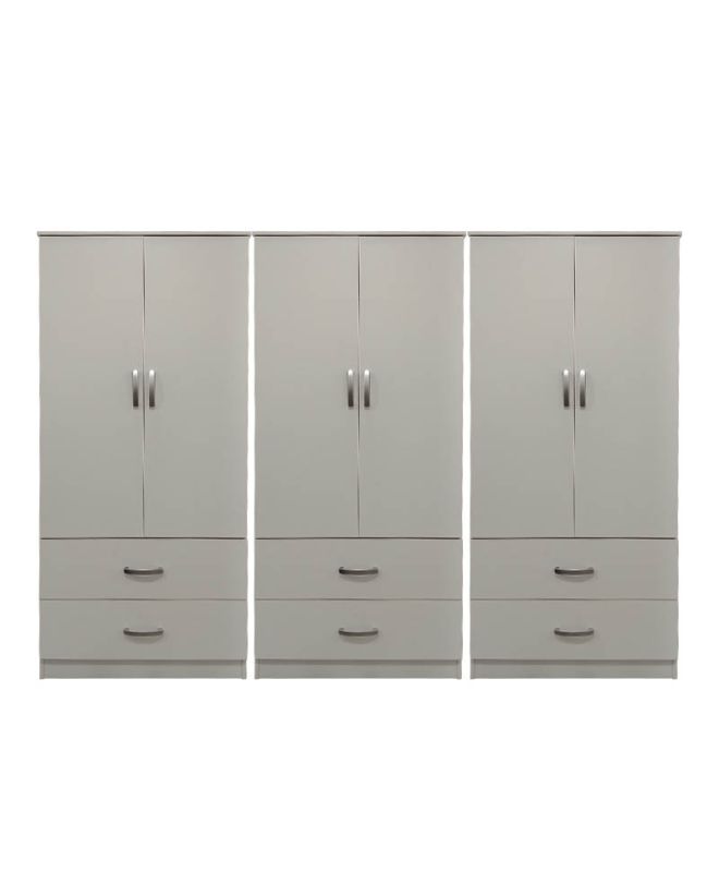 Ντουλάπα εξάφυλλη με συρτάρια Athos λευκή 240x42x180εκ