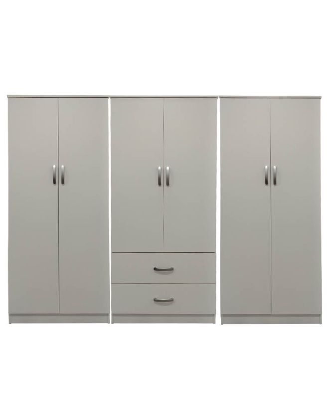 Ντουλάπα εξάφυλλη Athos I λευκή 240x42x180εκ