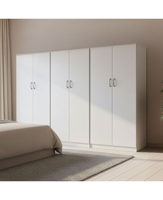 Ντουλάπα εξάφυλλη Athos ΙΙ λευκή 240x42x180εκ
