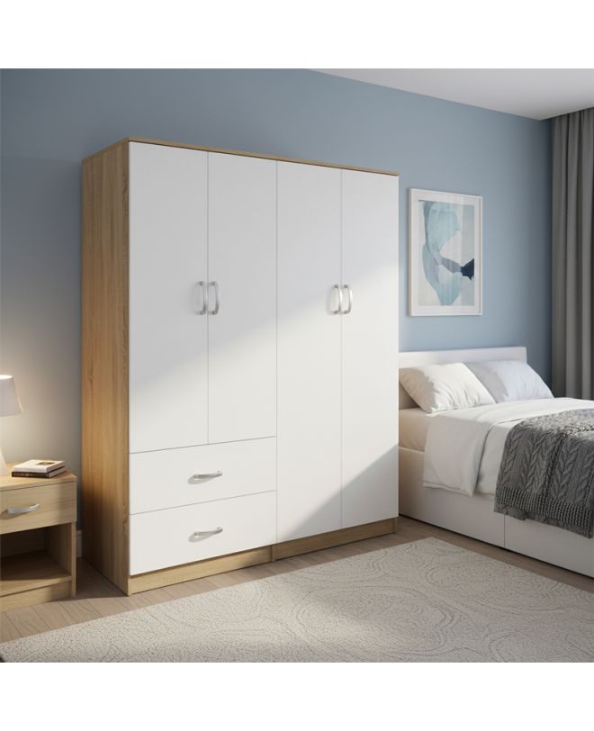 Ντουλάπα τετράφυλλη Athos sonoma-λευκό 160x42x180εκ