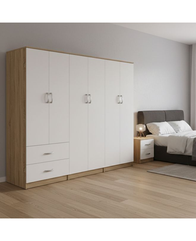 Ντουλάπα εξάφυλλη Athos I sonoma-λευκό 240x42x180εκ