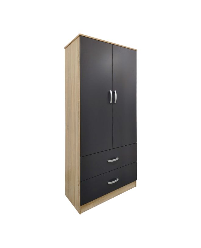 Ντουλάπα εξάφυλλη Athos sonoma-ανθρακί 240x42x180εκ