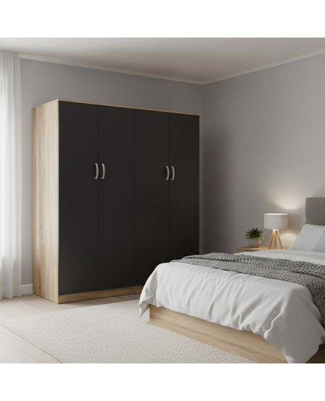 Ντουλάπα τετράφυλλη Athos Ι sonoma-ανθρακί 160x42x180εκ
