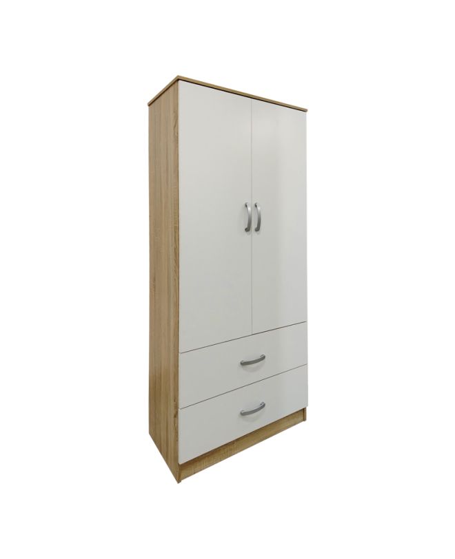 Ντουλάπα τετράφυλλη με πατάρι Athos sonoma-λευκή 160x42x240εκ