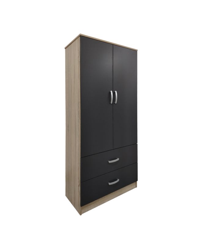 Ντουλάπα εξάφυλλη με πατάρι Athos I sonoma-ανθρακί 240x42x240εκ