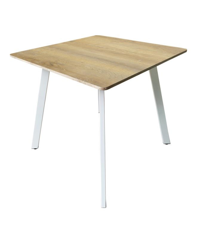 Τραπέζι Squaro sonoma mdf με λευκά μεταλλικά πόδια 80x80x75εκ