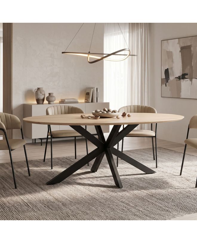 Τραπέζι Makrey sonoma mdf- μαύρα μεταλλικά πόδια 180x90x75εκ