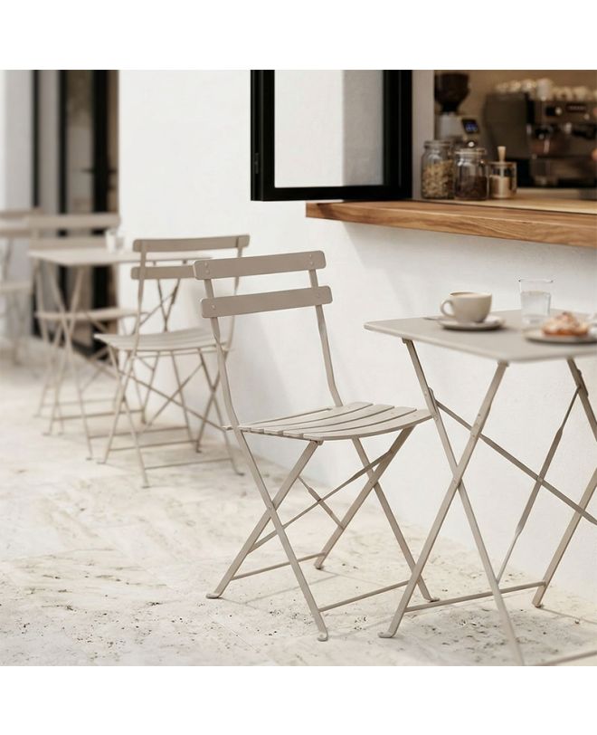 Καρέκλα Bistro μεταλλική αναδιπλούμενη σε σαμπανί 42x46x82εκ