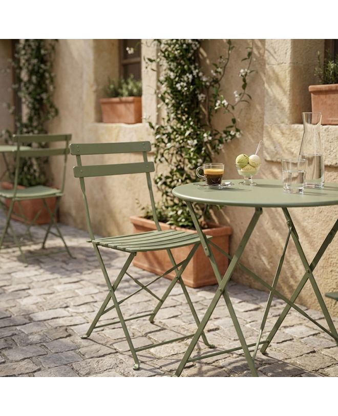 Καρέκλα Bistro μεταλλική αναδιπλούμενη σε λαδί απόχρωση 42x46x82εκ