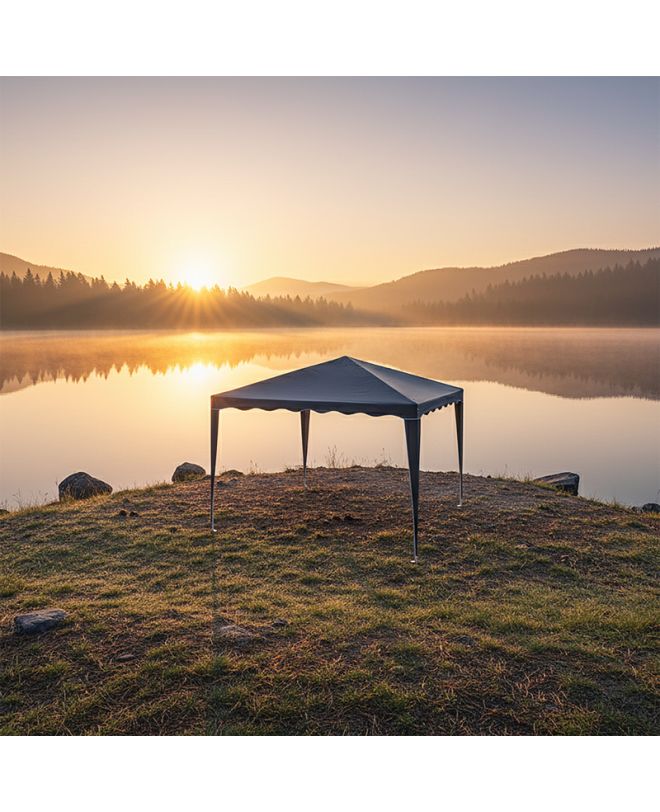 Κιόσκι Gazebo μεταλλικός σκελετός - ύφασμα ανθρακί 3x3m