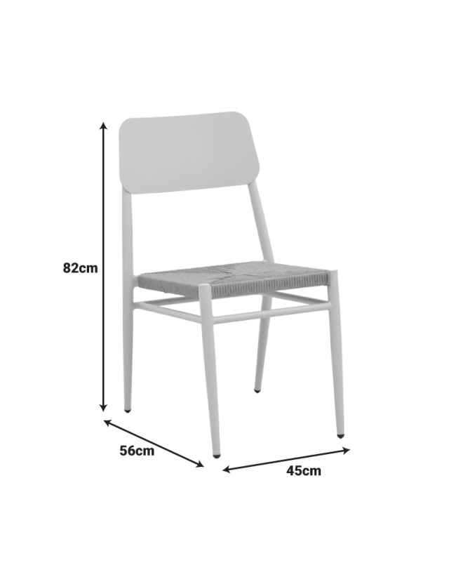 Καρέκλα Giardino στοιβαζόμενη αλουμίνιο σε μαύρη -pe rattan σε φυσική απόχρωση 45x56x82εκ