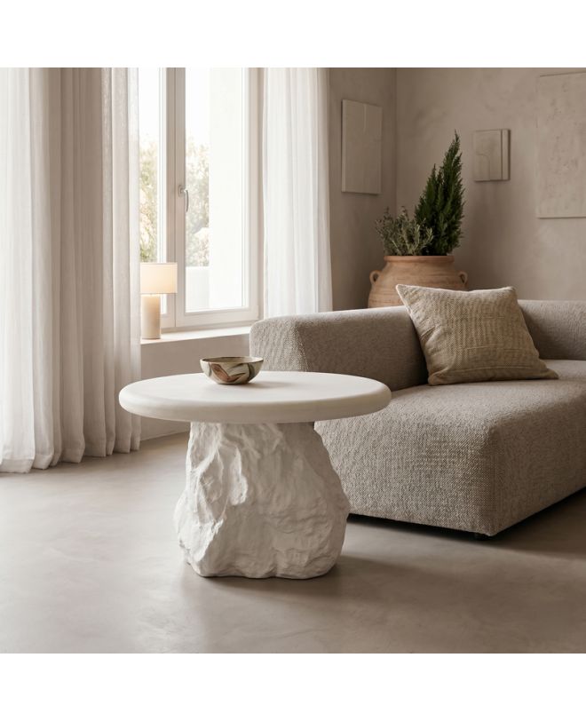 Τραπέζι σαλονιού Zinol mdf-polyresin λευκό Φ60x41εκ
