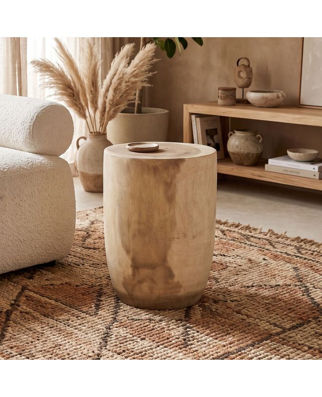 Σκαμπό Τραπεζάκι Tronco suar ξύλο σε φυσική απόχρωση Φ33x45εκ