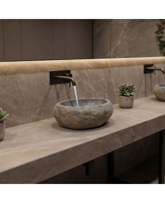 Επικαθήμενος νιπτήρας Lavello γκρι πέτρινος 35x35x25εκ
