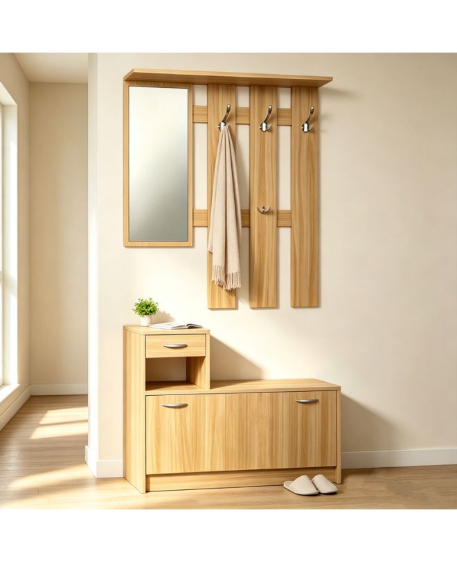 Έπιπλο εισόδου Jentia με καθρέπτη sonoma MDF 100x24x186εκ