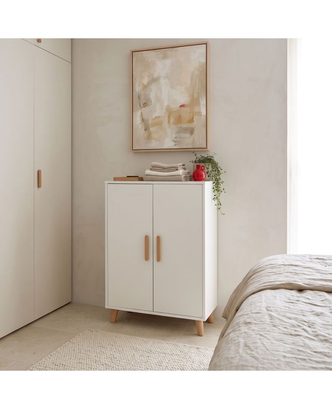 Ντουλάπι Tamera λευκό με φυσική απόχρωση MDF 60x30x120εκ