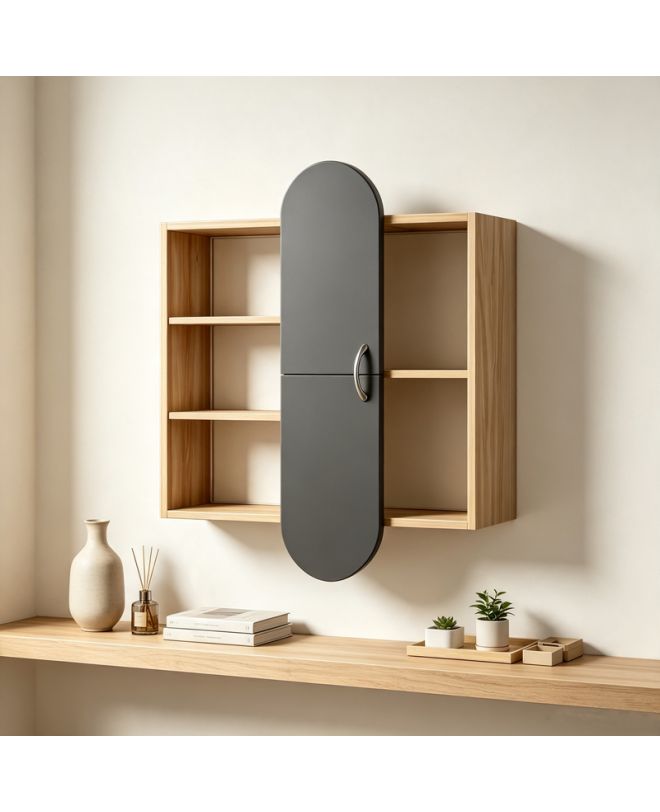 Ραφιέρα τοίχου Jonna sonoma με ανθρακί MDF 60x10x80εκ