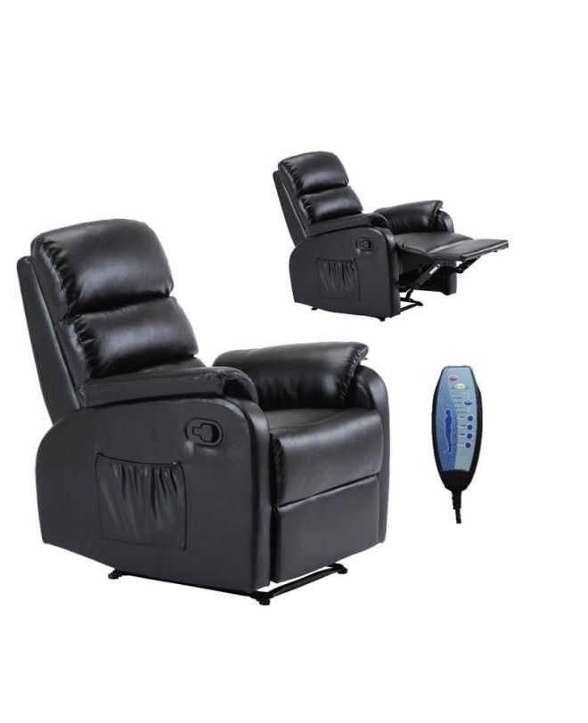 COMFORT Massage Πολυθρόνα Relax, Σαλονιού - Καθιστικού, PU Μαύρο