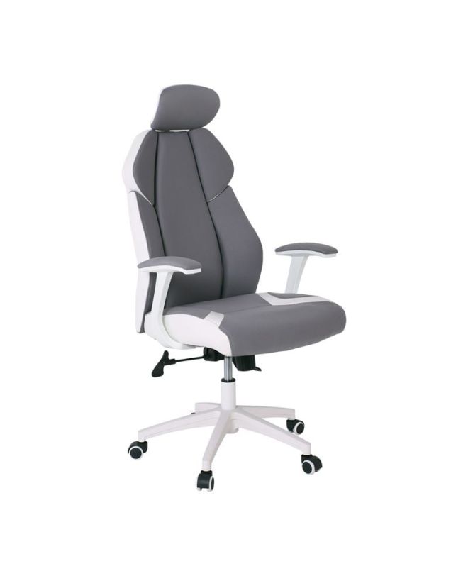 BF8300 Πολυθρόνα Γραφείου Διευθυντή, Microfiber Γκρι PU Άσπρο