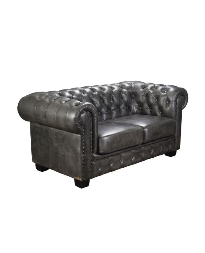 CHESTERFIELD Birmingham Kαναπές 2Θέσιος Σαλονιού Καθιστικού, Δέρμα Antique Grey