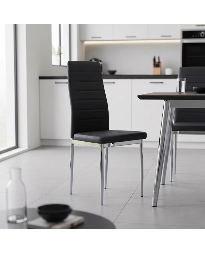 Καρέκλα Parker μαύρο PU με πόδι χρωμίου 41x48x96εκ