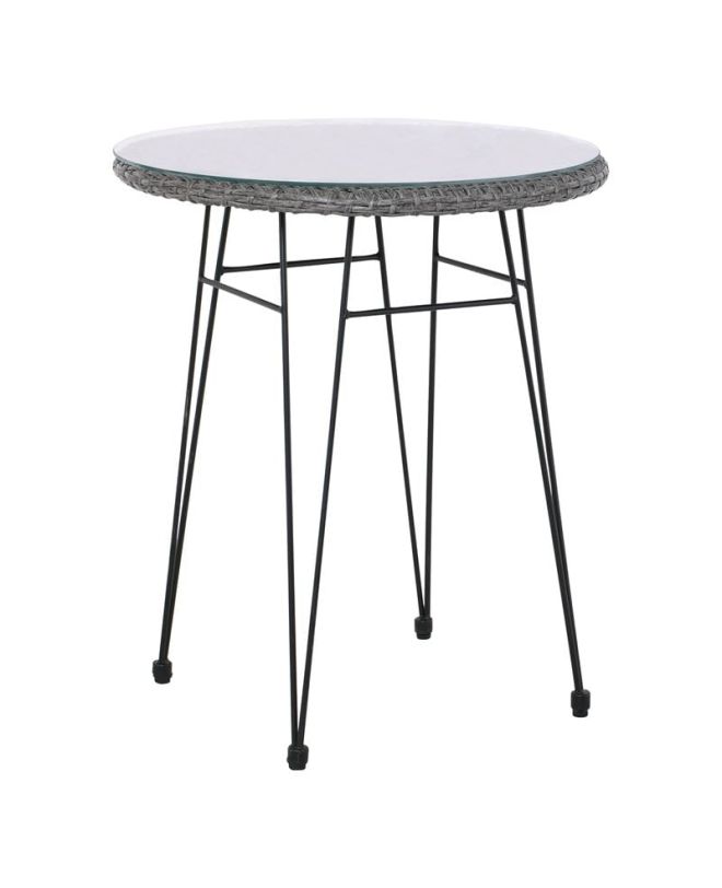 SALSA Τραπέζι H.70cm Μέταλλο Βαφή Μαύρο, Wicker Γκρι