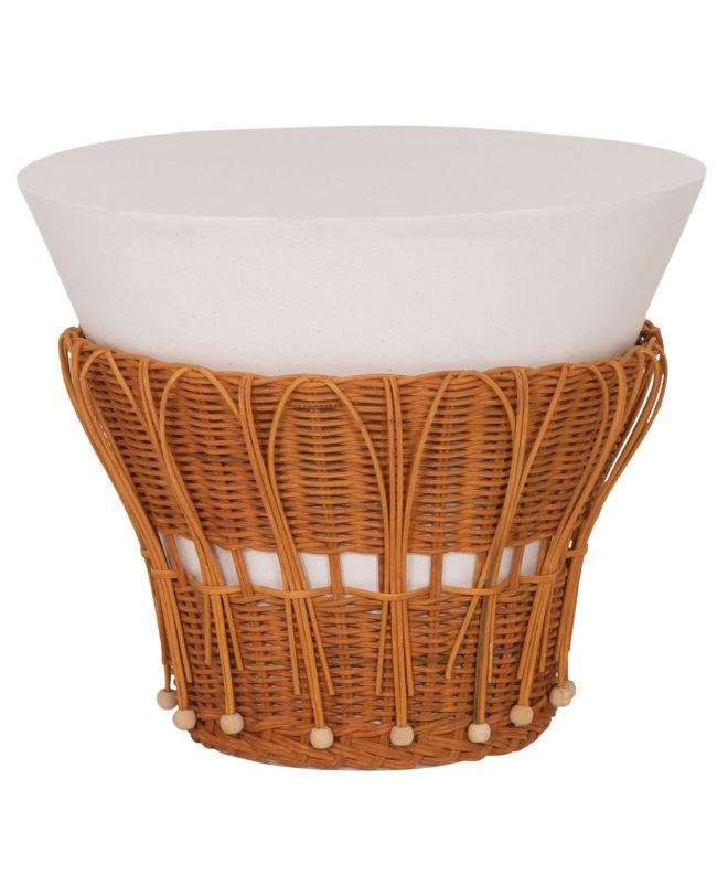 ΤΡΑΠΕΖΙ ΒΟΗΘΗΤΙΚΟ PERRAL HM18164.02S FIBER CEMENT ΛΕΥΚΟ-ΦΥΣΙΚΟ RATTAN--Φ42x36Υεκ