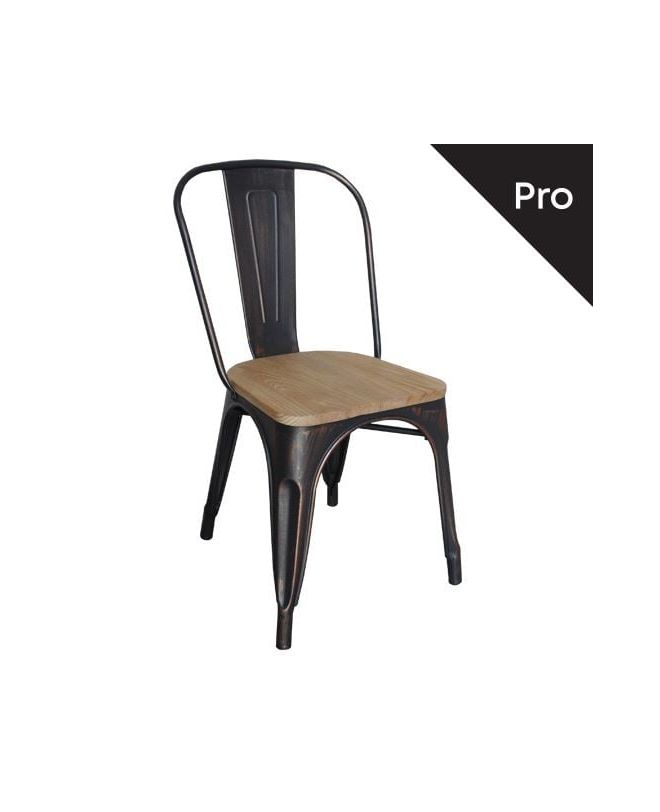 RELIX Wood Καρέκλα-Pro, Μέταλλο Βαφή Antique Black, Απόχρωση Ξύλου Natural Oak