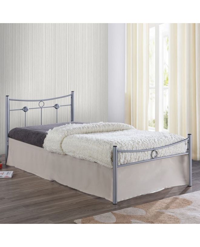 DUGAN Κρεβάτι Μονό, για Στρώμα 90x200cm, Μέταλλο Βαφή Silver