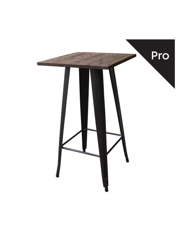 RELIX Wood Τραπέζι Bar-Pro, Μέταλλο Βαφή Antique Black, Απόχρωση Ξύλου Dark Oak
