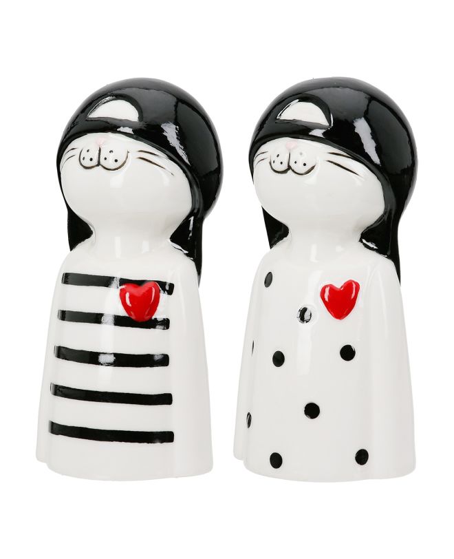 Figure Cat Porcelain White 2 Assorted 6X5X12Cm 6X5X12Cm