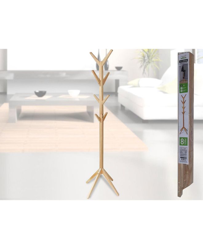 Καλόγερος 8 Θέσεων Φυσικό Ξύλο 35x35x167.5cm