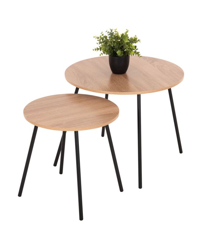 ΤΡΑΠΕΖΙΑ ΣΑΛΟΝΙΟΥ ΣΤΡΟΓΓΥΛΑ 2ΤΜΧ CUPPER HM9878.01 ΜΕΛΑΜΙΝΗ ΣΟΝΑΜΑ-ΜΑΥΡΟ ΜΕΤΑΛΛΟ