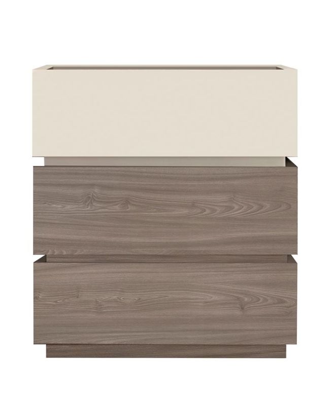 VANITY Κομοδίνο 3 Συρτάρια Αποχρώσεων Sonoma Oak & Cream, με Αποσπώμενα χρωματικά Μέρη