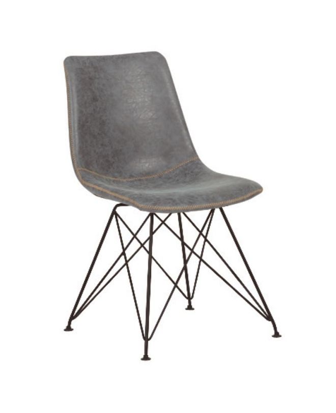 PANTON Καρέκλα Μέταλλο Βαφή Μαύρη, PU Vintage Grey