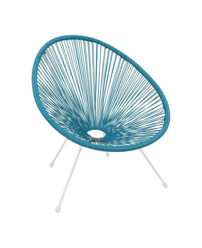ACAPULCO Πολυθρόνα Μέταλλο Βαφή Άσπρο, Rattan Μπλε