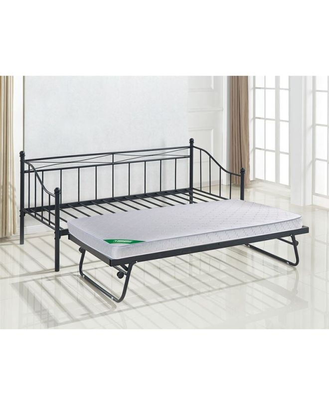 MARIN Set: Daybed (για στρώμα 90x190) + Βοηθητικό Κρεβάτι με Στρώμα 185x85 Μέταλλο Μαύρο