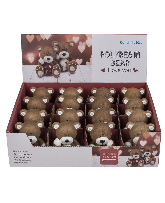 Διακοσμητικό Αρκουδάκι 'I Love You' Καφέ Polyresin 6x6.5cm Σε 2 Σχέδια