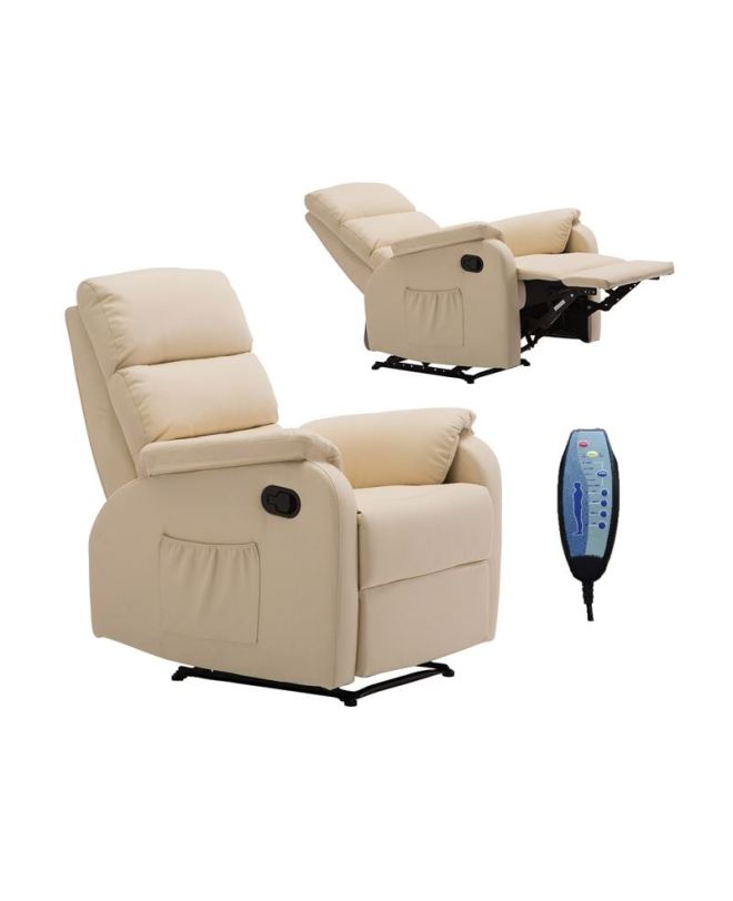 COMFORT Massage Πολυθρόνα Relax, Σαλονιού - Καθιστικού, PU Μπεζ