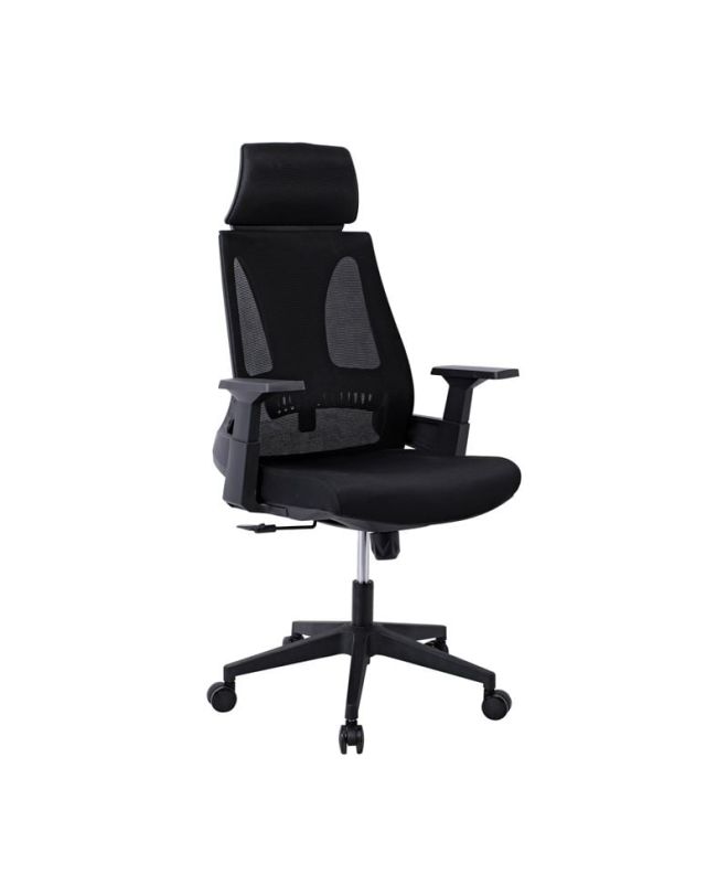 BF8750 Πολυθρόνα Γραφείου Διευθυντή, Mesh Μαύρο, Ύφασμα Μαύρο