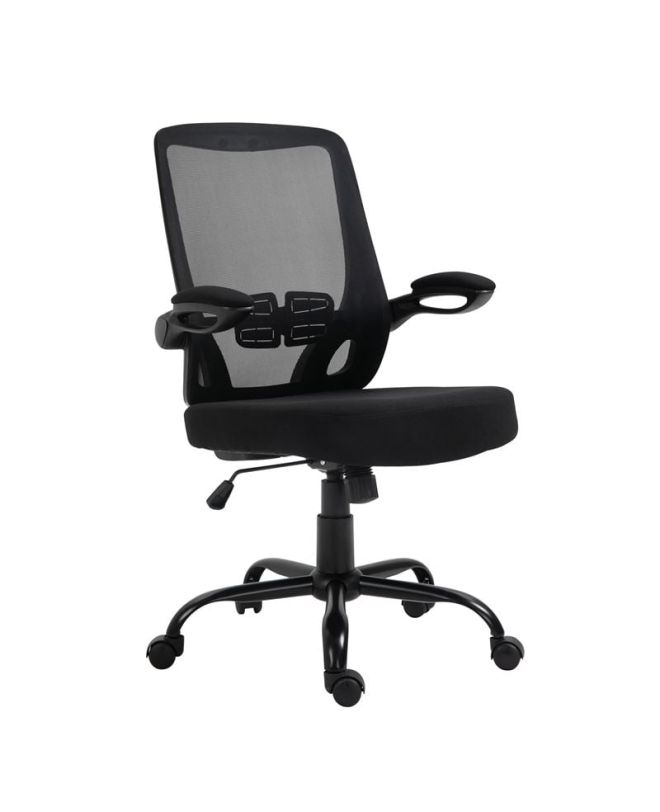 BF2930W Πολυθρόνα Γραφείου Ανακλινόμενα Μπράτσα, Μέταλλο Βάση, Mesh - Ύφασμα Μαύρο