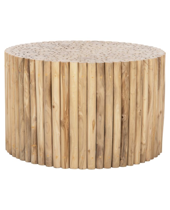 ΤΡΑΠΕΖΙ ΣΑΛΟΝΙΟΥ ΣΤΡΟΓΓΥΛΟ COOTER HM9863 ΚΛΑΔΙΑ TEAK-ΦΥΣΙΚΟ Φ80x50Υεκ.